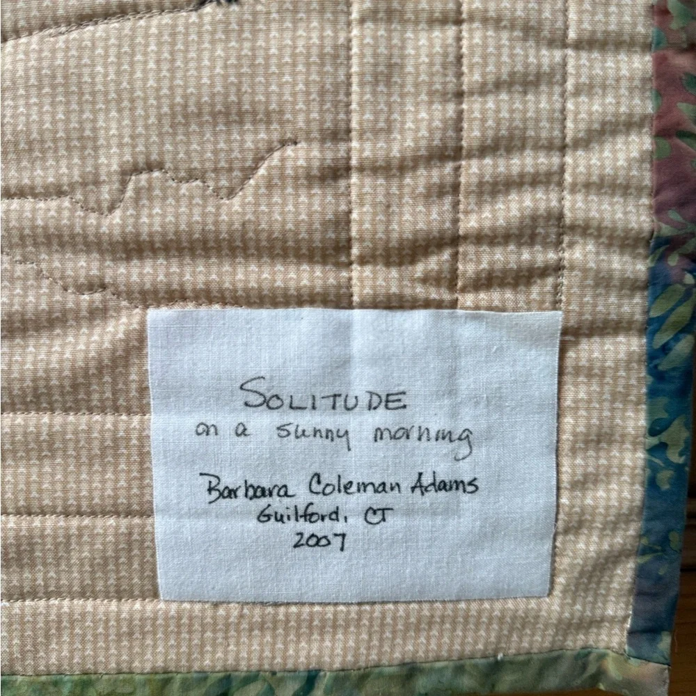 Scenic Quilted 2007 rocky beach and bird Wall Hanging - Multicolor